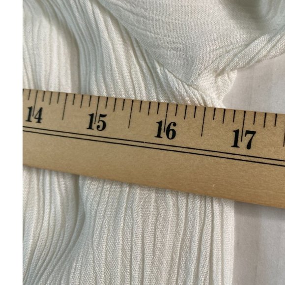 SJS Womans Petite Size M Cream Crinkle Rayon Dress Fairycore Boho Cottagecore - Picture 7 of 8